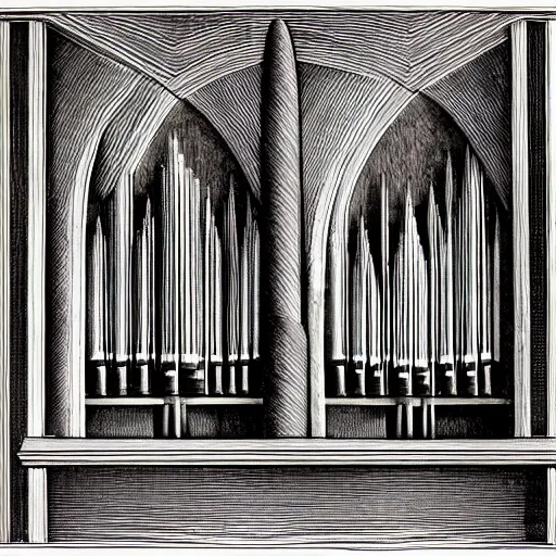 Prompt: pipe organ music album art by alan lee and albrecht durer