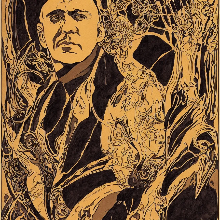 Prompt: art nouveau portrait of dune fremen