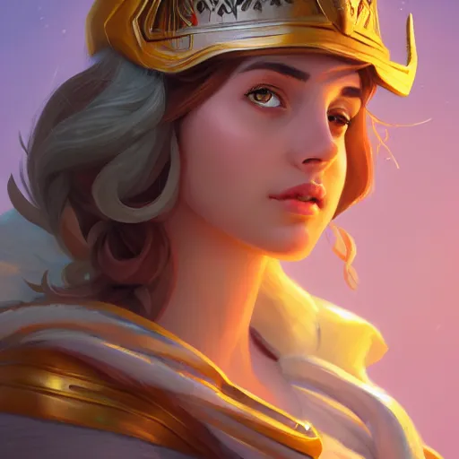 Prompt: Portrait of Ana de Armas as Athena, the greek goddess of wisdom, mattepainting concept Blizzard pixar maya engine on stylized background splash comics global illumination lighting artstation lois van baarle, ilya kuvshinov, rossdraws