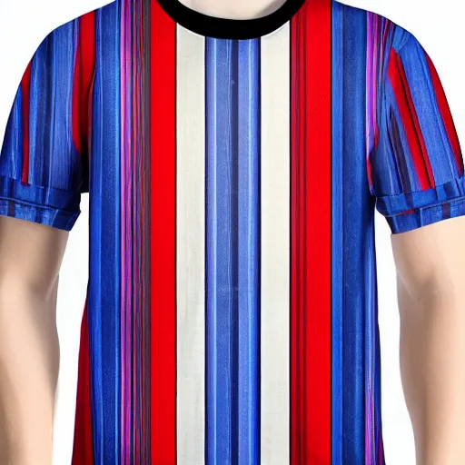 Prompt: red blue stripes t shirt attractive teenager buzz cut hunter eyes high - quality highly detailed photo realistic 8 k