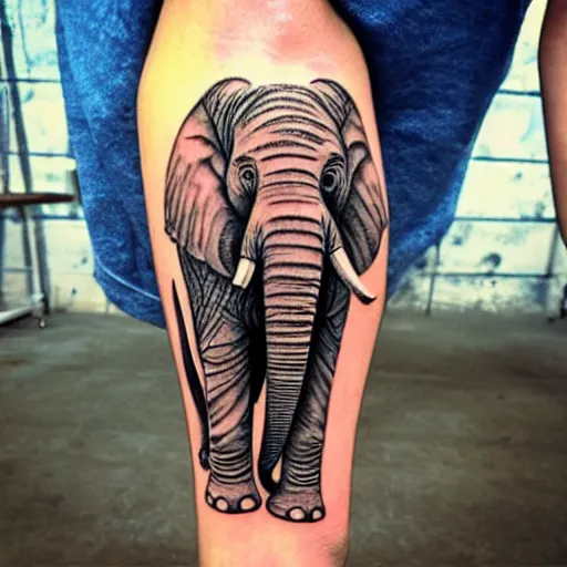 Image similar to elephant, bone, tiger tattoo