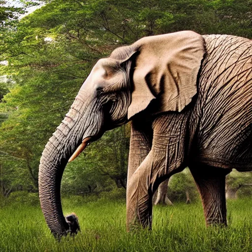 Prompt: a Elephant with the armor of a pangolin, national geographic photograph