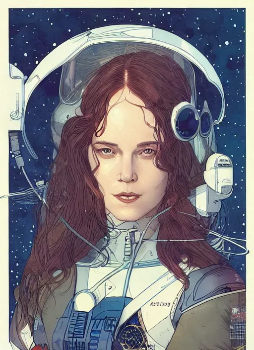 Image similar to a close up of a beautiful woman in a future space suit artwork by james jean, Phil noto and rebecca guay