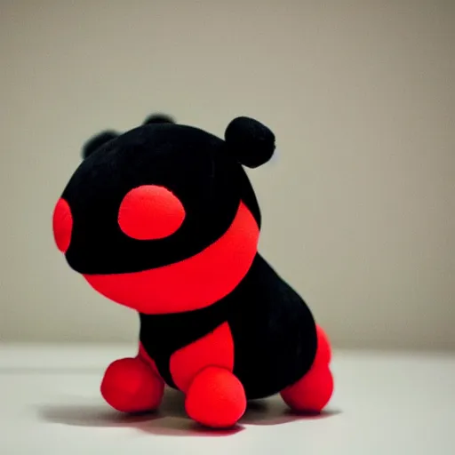 Prompt: cute fumo plush of a black and red monster, kawaii, symmetry