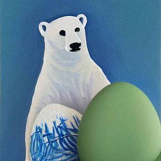 Image similar to A polar bear painting easter eggs