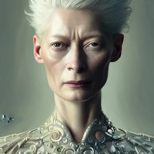 Prompt: ultra realistic illustration, tilda swinton from diablo, intricate, elegant, highly detailed, digital painting, artstation, concept art, smooth, sharp focus, illustration, art by artgerm and greg rutkowski and alphonse mucha