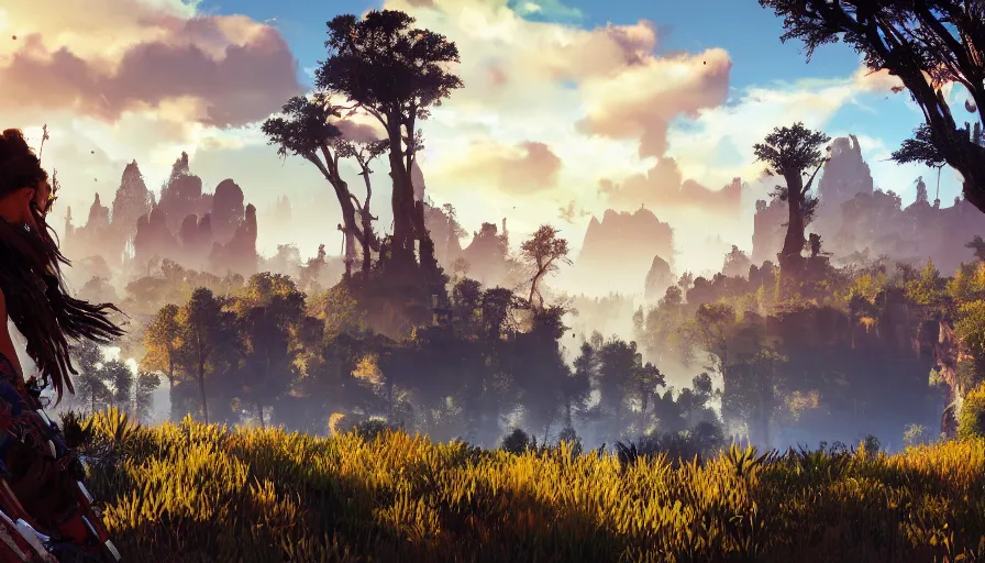 Prompt: beautiful landscape photography in the style of horizon zero dawn, amazing view, afternoon