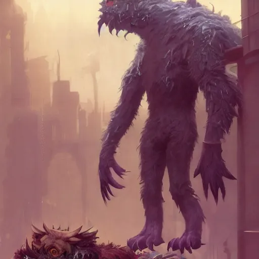 Prompt: crazy monsters, furry creatures, monster emotional monsters and creatures in the cyberpunk wrecked city, wrestling each other in the style of Johfra and Shaun Tan, By Ruan Jia and Artgerm and Range Murata and WLOP and Ross Tran and William-Adolphe Bouguereau and Beeple, Fantasy Illustration. octane render, award winning, Artstation, intricate details, realistic, Hyperdetailed, 8k resolution, deep rich colors.