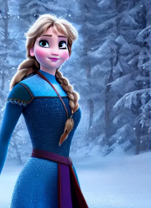Image similar to Jennifer Lawrence in Frozen Movie, High quality illustration, trending on artstation, octane render, 4k, Pixar rendering,