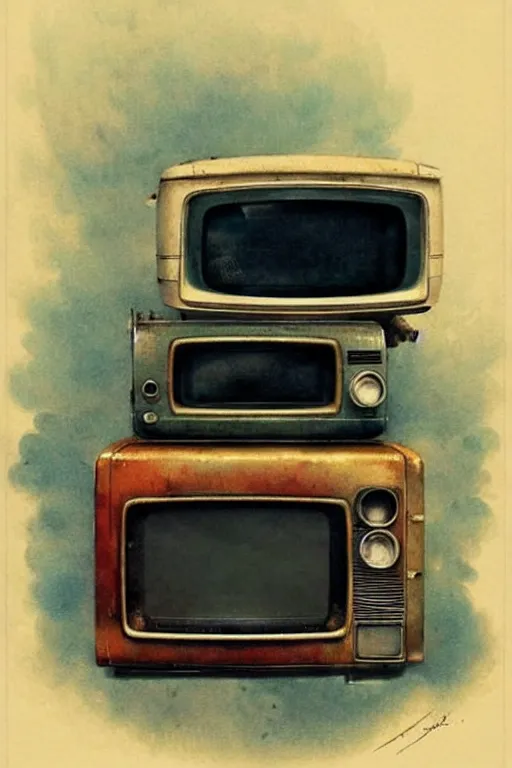 Image similar to (((((1950s steam powered TV . muted colors.))))) by Jean-Baptiste Monge !!!!!!!!!!!!!!!!!!!!!!!!!!!