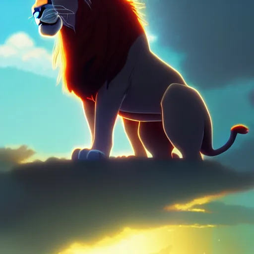 Prompt: lion king is a horse for doc brown, disney animation, sharp, illustration, sharp, fanart, anime key art by greg rutkowski, bloom, dramatic lighting sharp focus, cinematic, artbook, smooth, centered