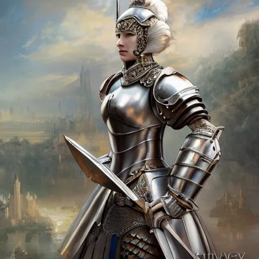 Prompt: a masterpiece ultrarealistic ultradetailed portrait of beautiful full armored knight princess baroque renaissance. medium shot, intricate, elegant, by stanley artgerm lau, wlop, rossdraws, james jean, andrei riabovitchev, marc simonetti, background by james jean, light by julie bell, porcelain skin. global illumination. vfx