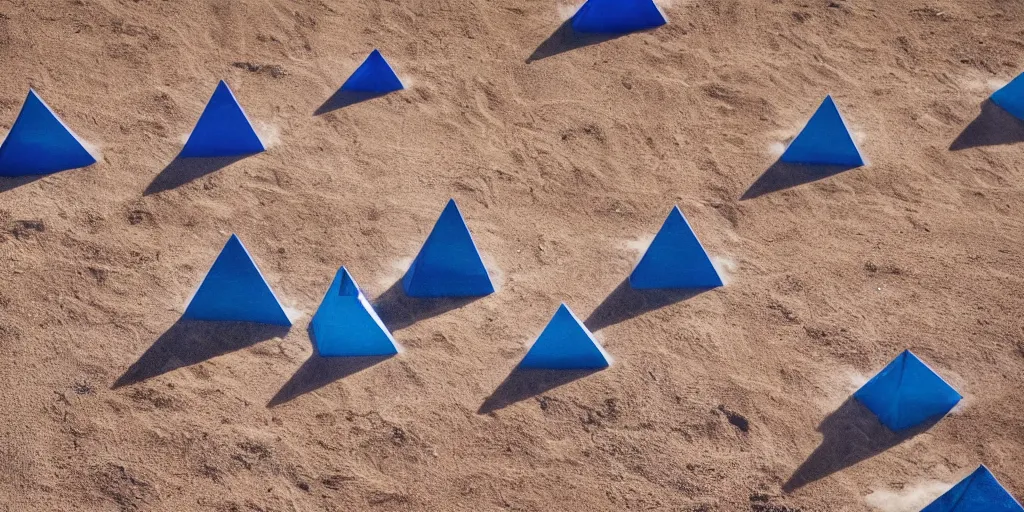 Prompt: people with blue bodies, raising pyramid out of the sands, wide angle, cinematic atmosphere, elaborate, highly detailed, dramatic lighting