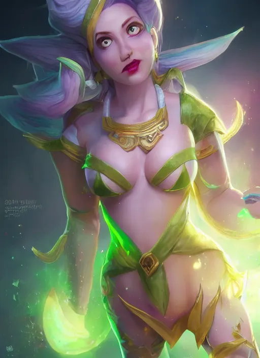 Prompt: silly soraka, from league of legends, health supporter, hyper detailed, green aura in wand, au naturel, digital art, trending in artstation, cinematic lighting, studio quality, smooth render, unreal engine 5 rendered, octane rendered, art style by klimt and nixeu and ian sprigger and wlop and krenz cushart