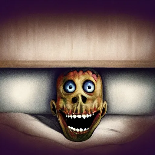 Image similar to monster under my bed smiling creepy horror