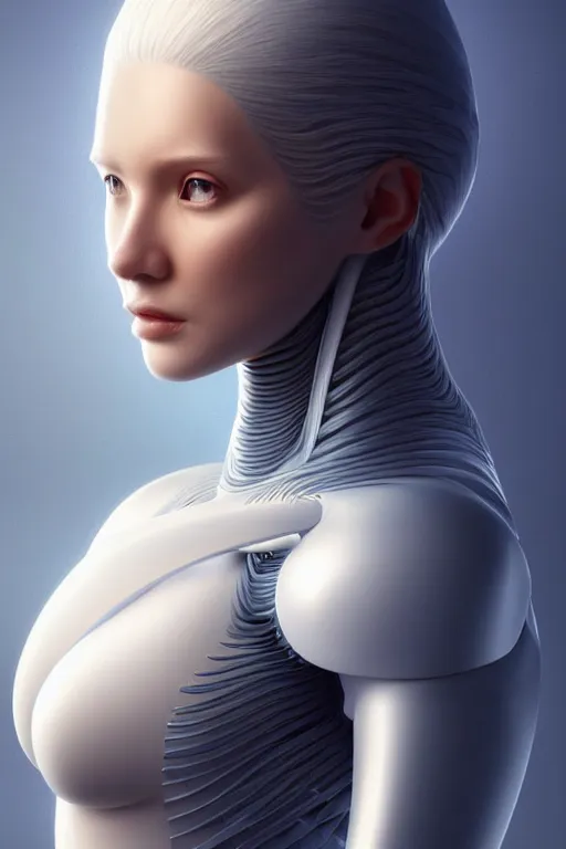 Image similar to biomedical design of an attractive serene android, natural background out of focus, cinematic lighting, intricate, elegant, super highly detailed, art station, concept art, smooth, sharp focus, no blur, no dof, extreme illustration, Photorealism, HD quality, 8k resolution, cinema 4d, 3D, beautiful, delicate, art by artgerm and greg rutkowski and alphonse mucha and loish and WLOP