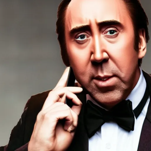 Image similar to nic cage viewing a minimalist logo for a dating app only for nic cage on christmas, corporate phone app icon