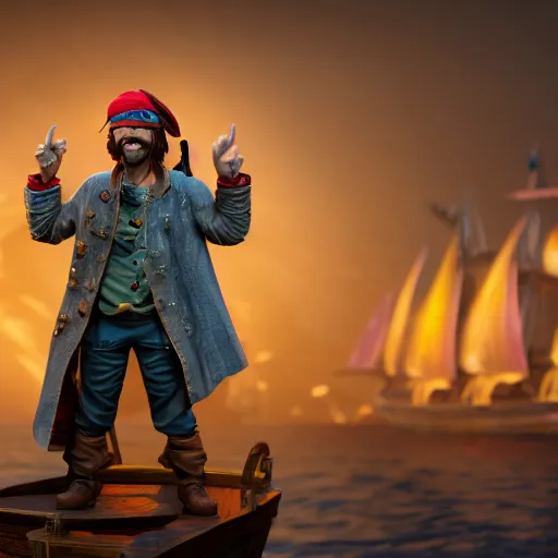 Prompt: shaggy as a pirate, figurine, 8 k, hyperdetalied, studio lighting, cgsociety,