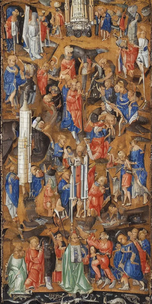 Image similar to the space shuttle launch in medieval art