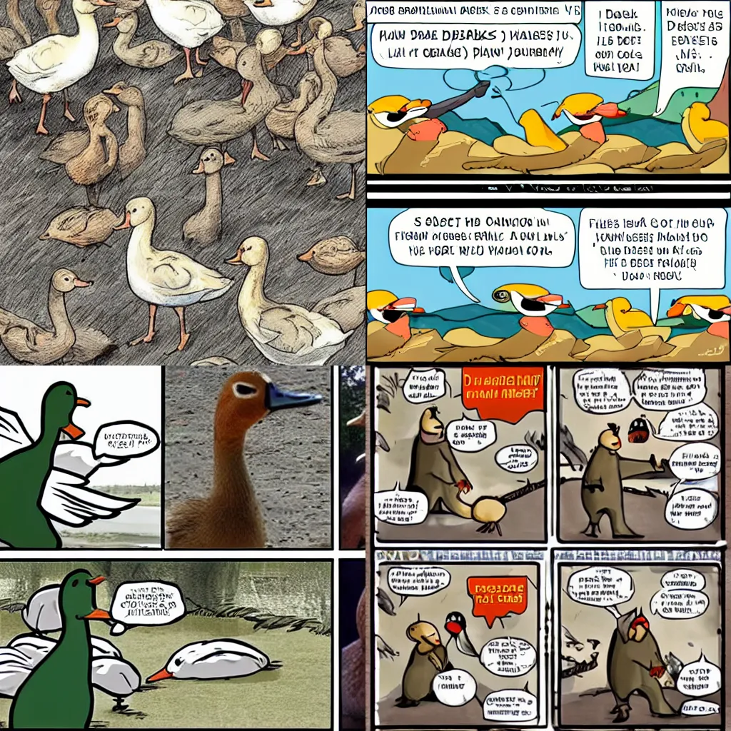 Prompt: virgin vs chad meme about ducks vs geese