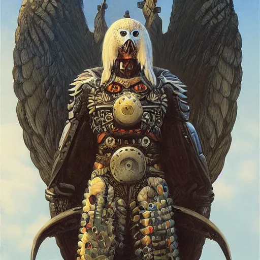 Prompt: portrait of a humanoid eagle warrior, by Gerald Brom on Artstation