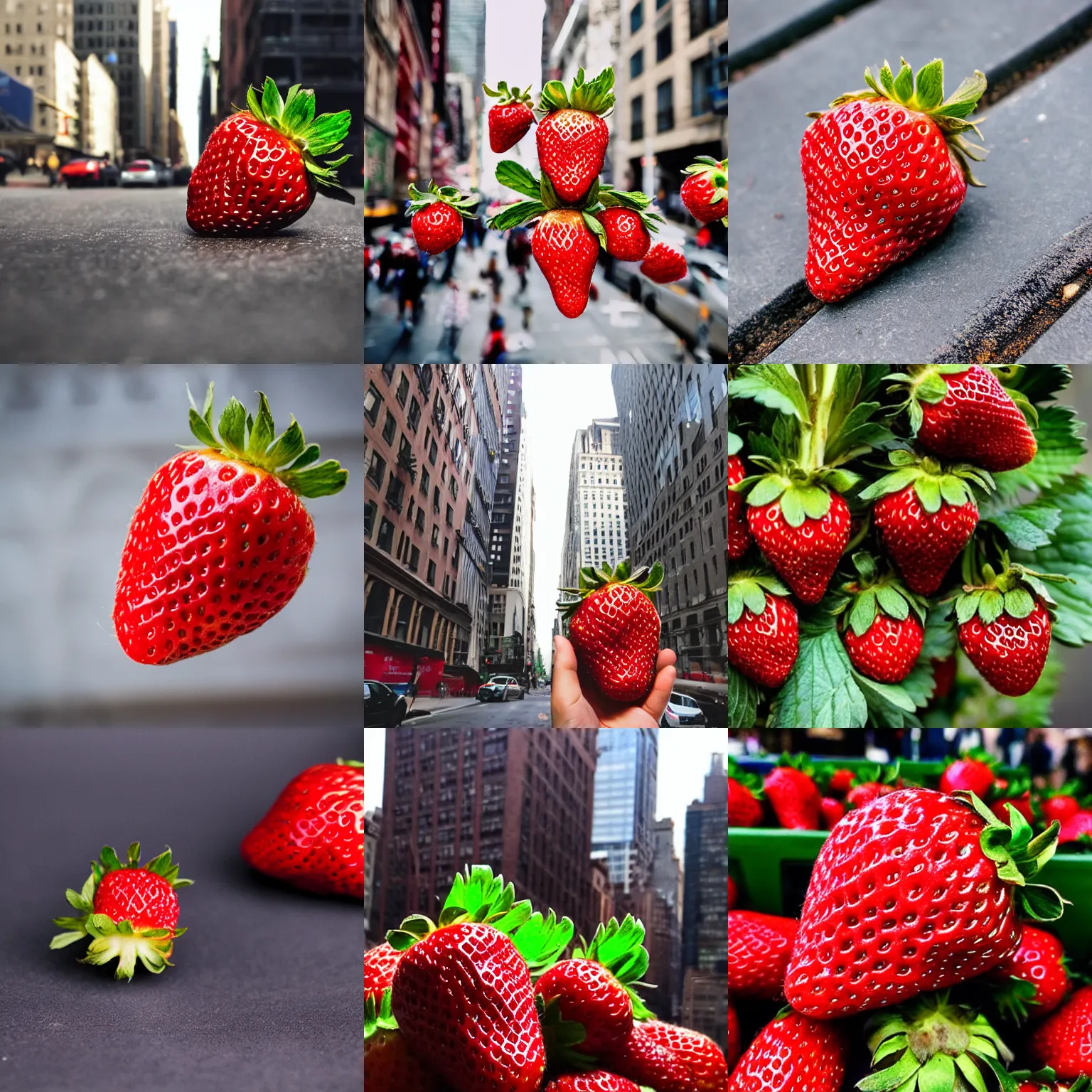 Prompt: photo of a strawberry in new york