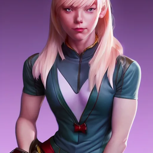 Image similar to gwen stacy as a street fighter character, cg animation, capcom, realistic, character select portrait, by artgerm, greg rutkowski, alphonse mucha, 3 d