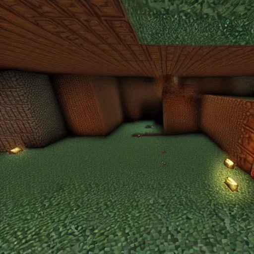 Prompt: Cave, screenshot from Minecraft