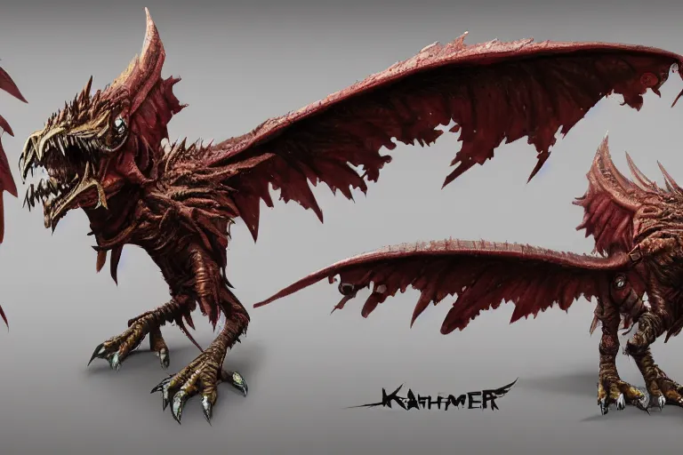 Prompt: Concept art of a warhammer Chaos Raptor. 8k