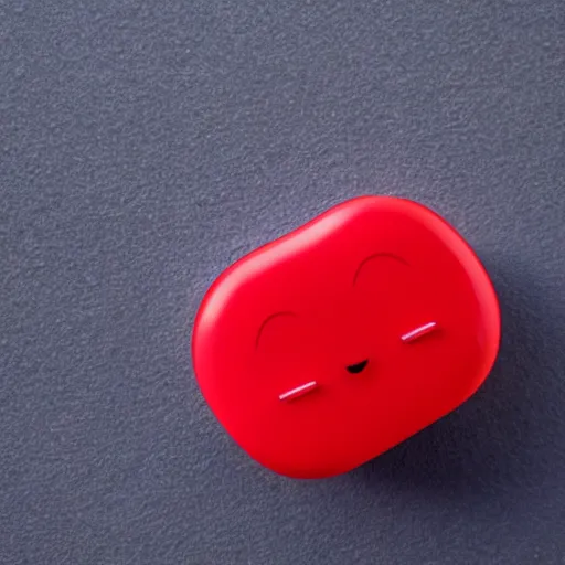 Image similar to Very tiny red alarm clock that looks like the iOS emoji and has the same colors, 3D clay render, 4k UHD, white background, isometric top down left view, diffuse lighting, zoomed out very far