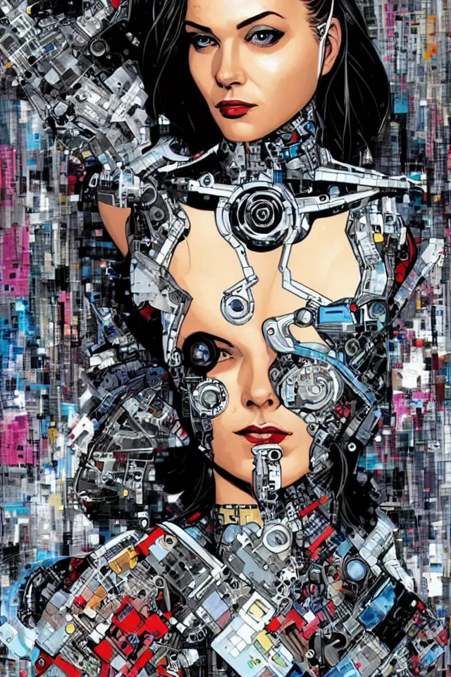 Image similar to a portrait of a beautiful cybernetically enhanced woman, by marvel comics and sandra chevrier