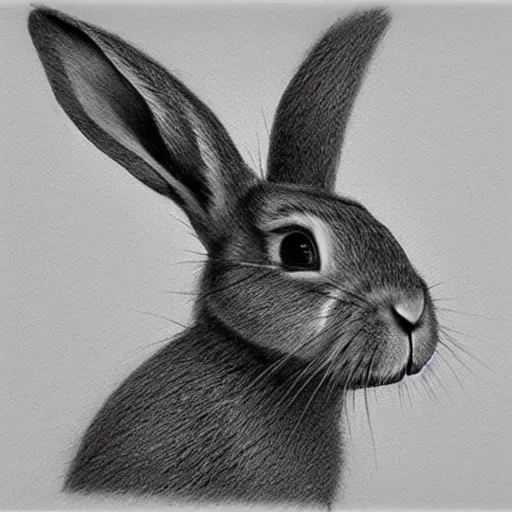 Image similar to rabbit face only, pencil drawing, pastel, by marc simonetti