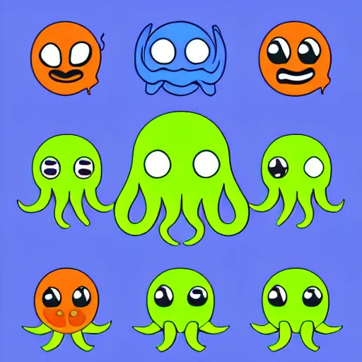 Prompt: cthulhu as hello emoji, telegram sticker design, flat design, glossy design, white outline.