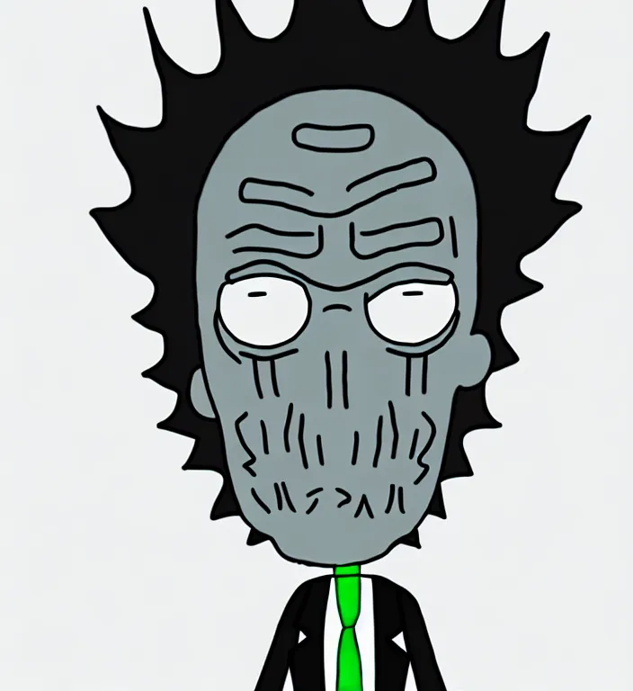 Prompt: white man with black fabric mask, short dark hair, true anatomy!, digital painting, style of rick and morty!!!