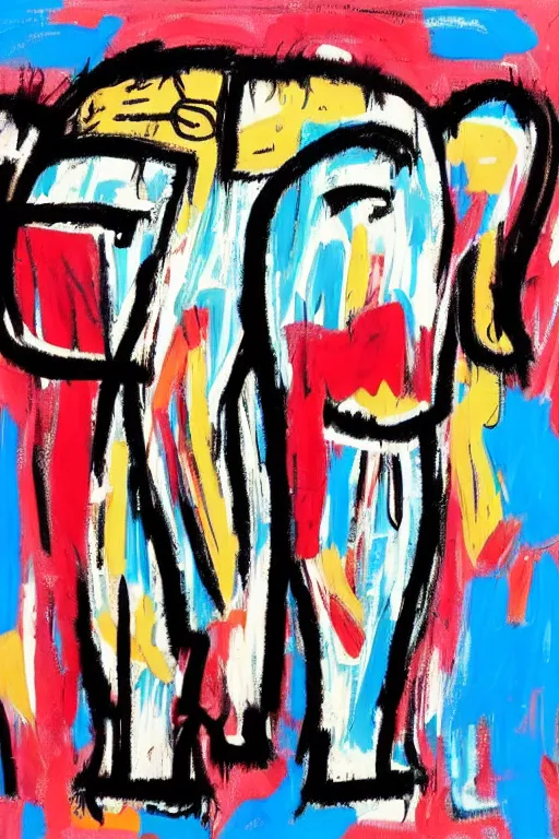 Image similar to elephant in the style of jean michel basquiat