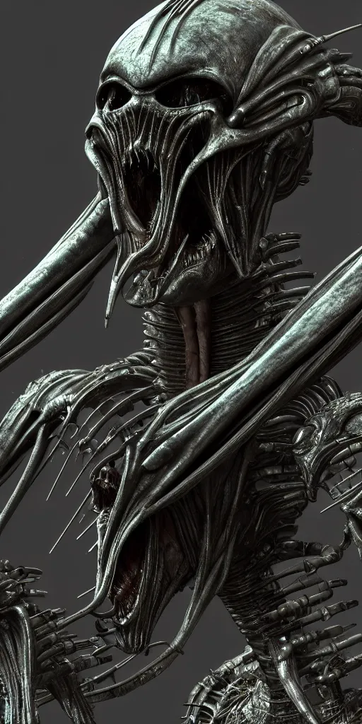 Image similar to futuristic alien with lasers eldenring boss. fromsoftware, dark souls, eldenring, screenshot, extremely detailed, insanely detailed, realistic, zbrush, horror, bloodbourne, h. r. giger