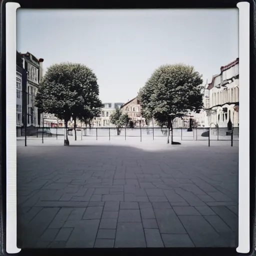 Image similar to an empty town square designed by ryoji ikeda, photograph, polaroid