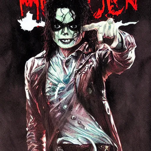 Image similar to michael jackson zombie the revenge, vintage comic, art by greg rutkowski