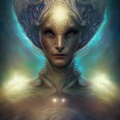 Prompt: by artgerm and agostino arrivabene, visually stunning, cinematic, ultra realistic, hyper realism, epic, octane render, unreal engine, vfx, maya, alien space knight, old guide of multidimensional portal, fungal enchanter, murloc tinyfin, dread infernal, wee whelp, battle ram