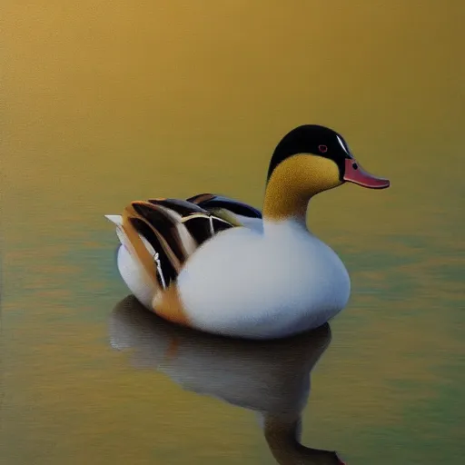 Prompt: a duck on the prowl oil painting ignacio nazabal