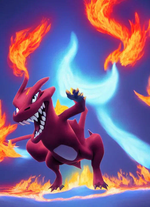 Download Red Charizard - an intimidating Pokemon Fire Type Wallpaper