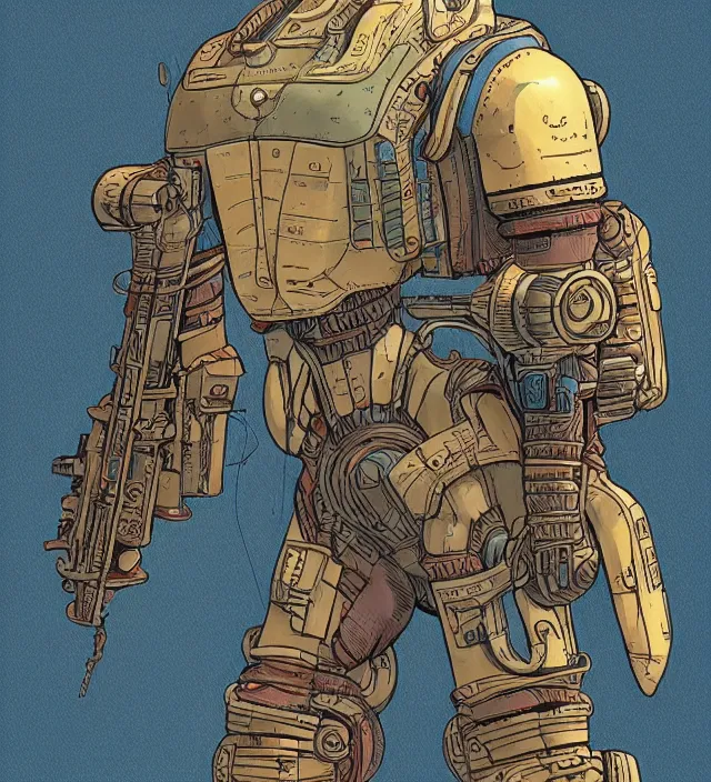 Image similar to atompunk / decopunk powered armor in the style of jean giraud in the style of moebius trending on artstation deviantart pinterest detailed realistic hd 8 k high resolution