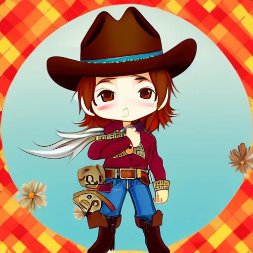 Prompt: cute cowboy character, chibi, anime
