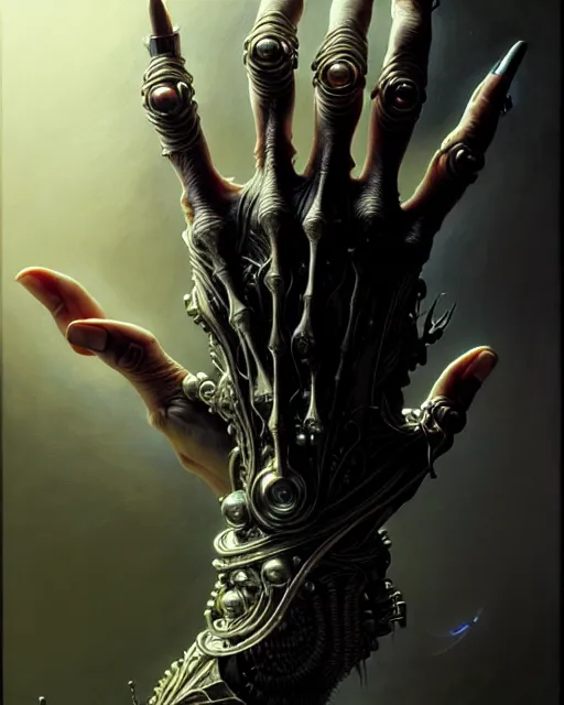 Image similar to human hand anatomy for artists fantasy character portrait, ultra realistic, cinematic, concept art, wide angle, intricate details, hologram, highly detailed by greg rutkowski, aaron horkey, gaston bussiere, craig mullins, simon bisley, arthur rackham