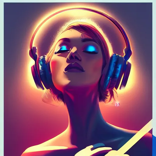 Image similar to a beautiful woman enjoing music by marvel comics, digital art, trending on artstation