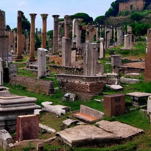 Image similar to Filmed photo of Rome necropolis, with japanese symbolic