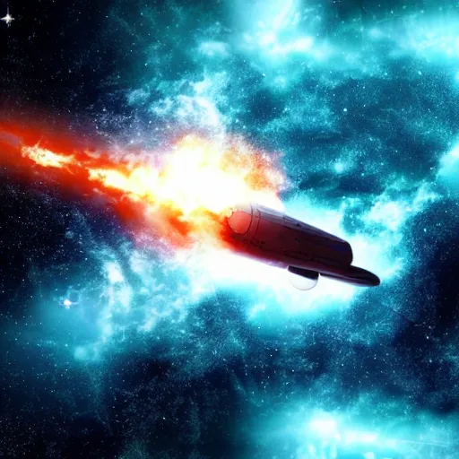 Image similar to a spaceship burning through the atmosphere, the image is taken from inside the space, ship, realistic
