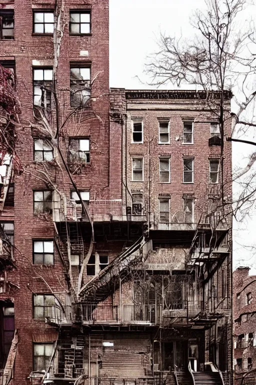 Image similar to (((((a ramshackle Manhattan brick brownstone deep in the forest))))) by Samuel Schultz!!!!!!!!!!!!!!!!!!!!!!!!!!!