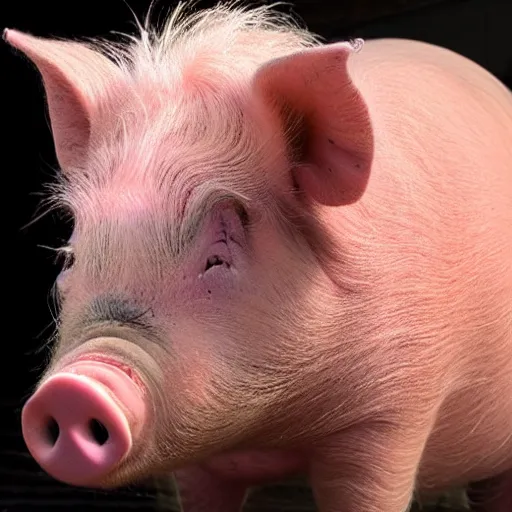 Prompt: a pig wearing heavy makeup