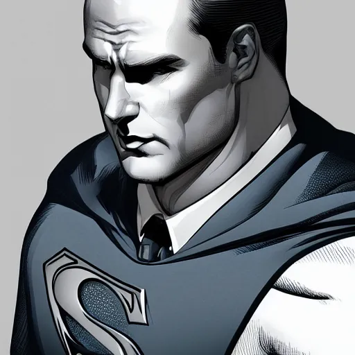 Image similar to Superman as Lex Luthor, digital portrait, artstation, cgsociety, 4k, high detail